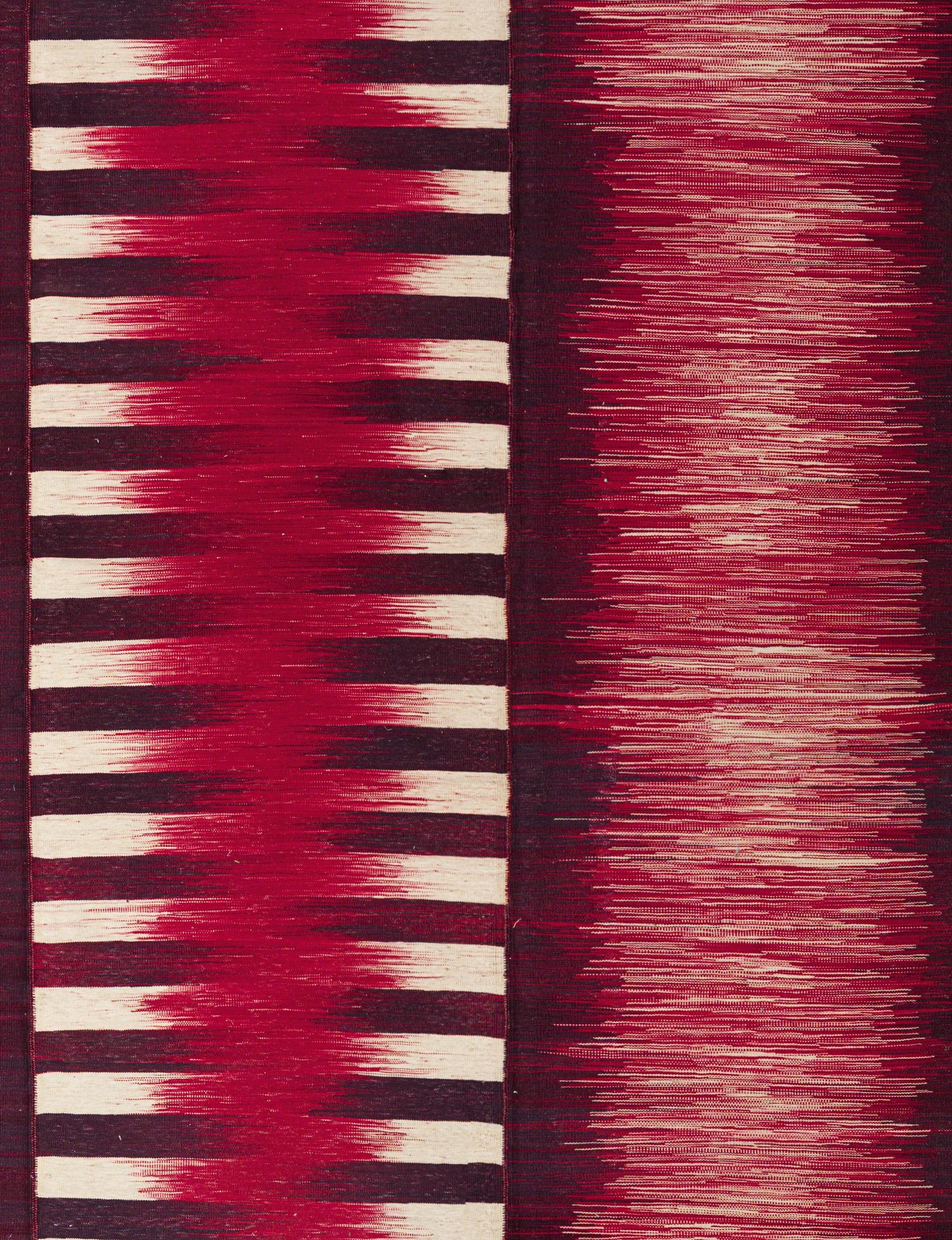 Rote Wolle Flachgewebe Teppich 7 ft 2 in x 9 ft 6 in, Zimmer Größe für Wohnzimmer (Handgewebt) im Angebot