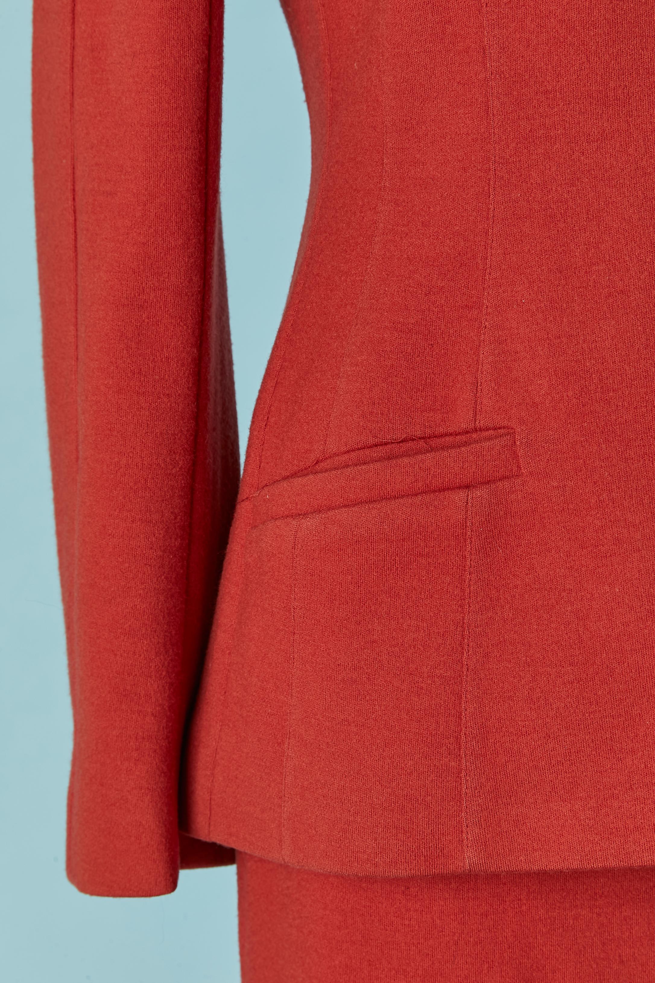 Rosso Gonna-suit in jersey di lana rossa Thierry Mugler Circa anni '90 in vendita