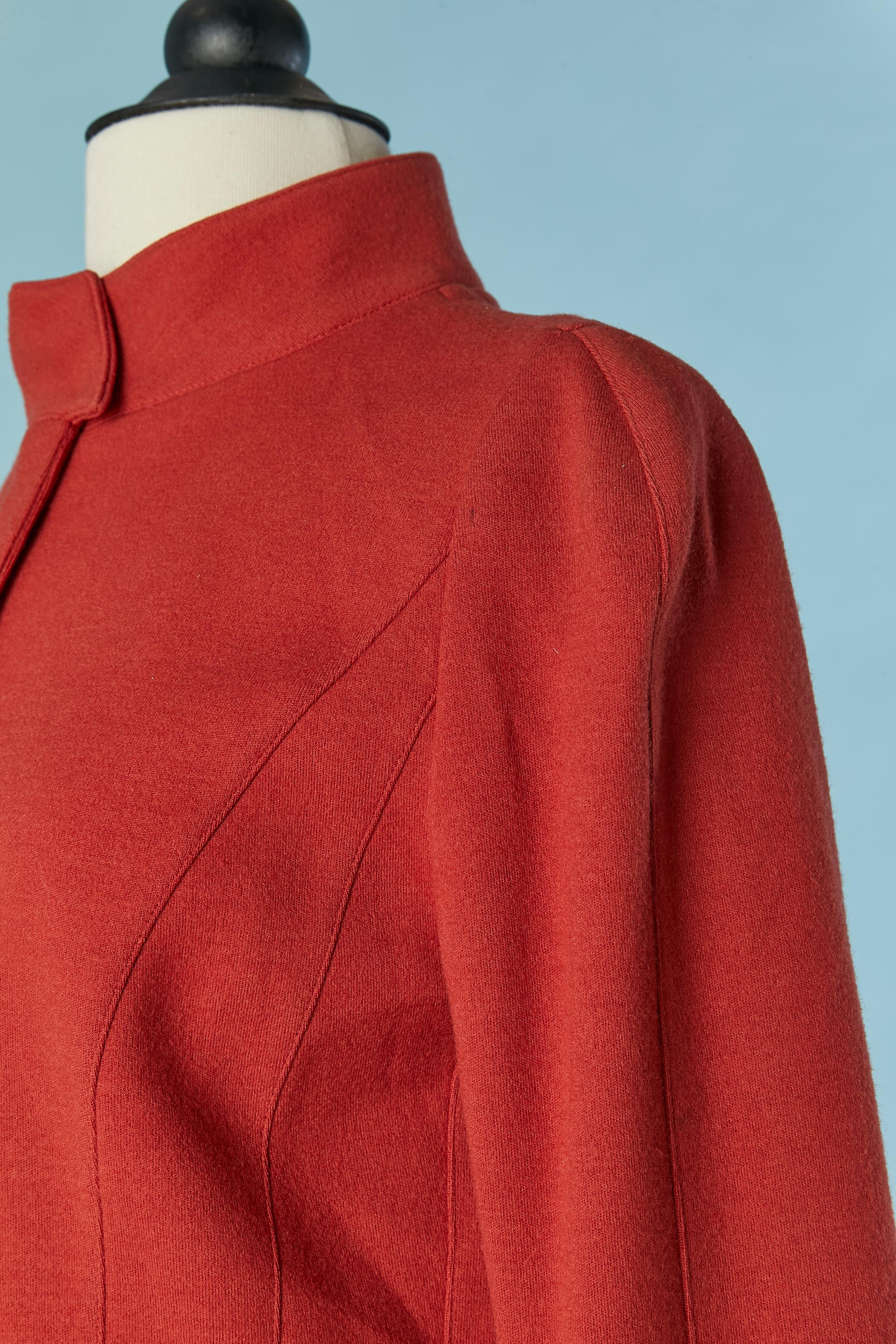 Gonna-suit in jersey di lana rossa Thierry Mugler Circa anni '90 In condizioni ottime in vendita a Saint-Ouen-Sur-Seine, FR