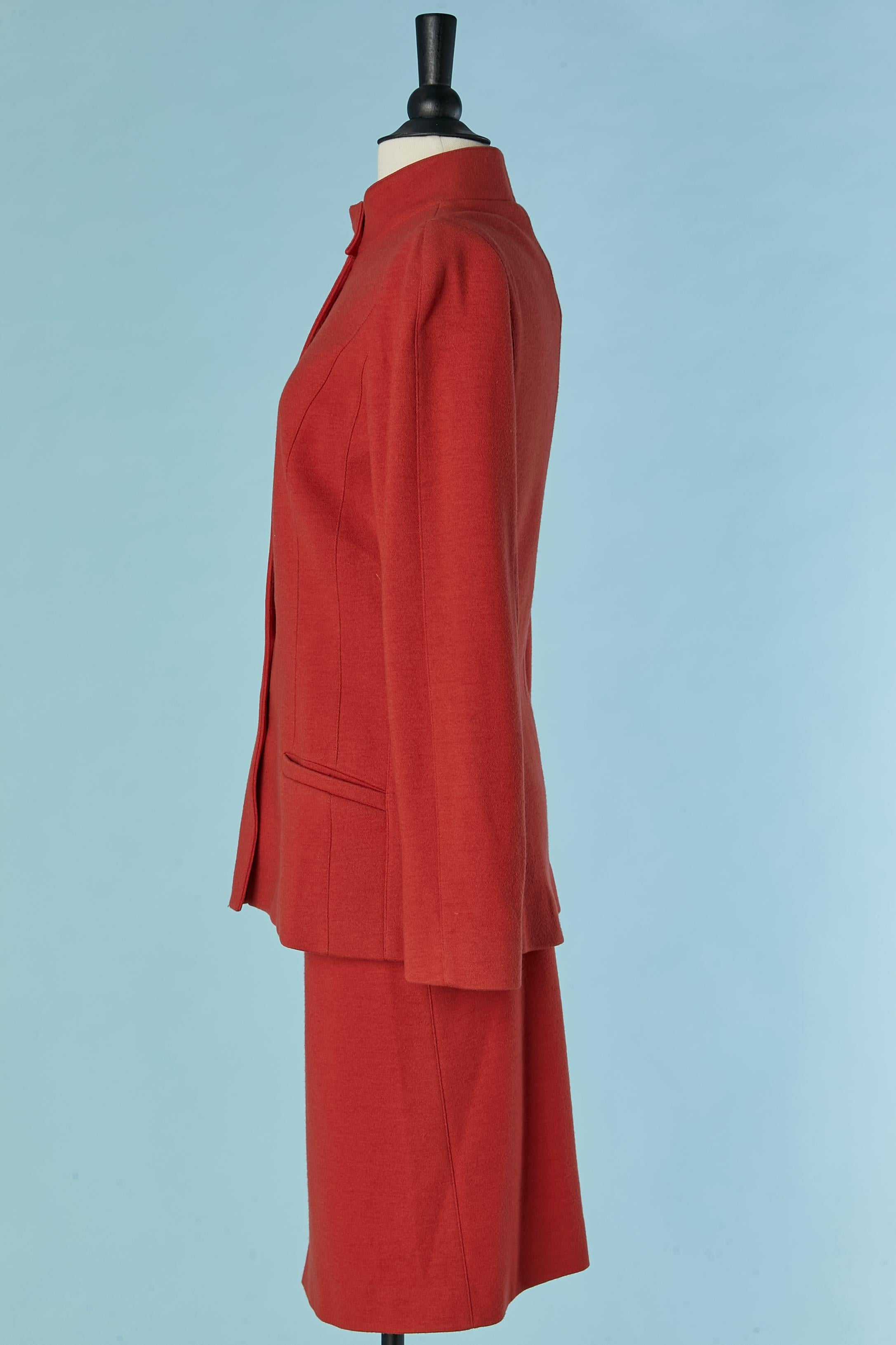 Donna Gonna-suit in jersey di lana rossa Thierry Mugler Circa anni '90 in vendita