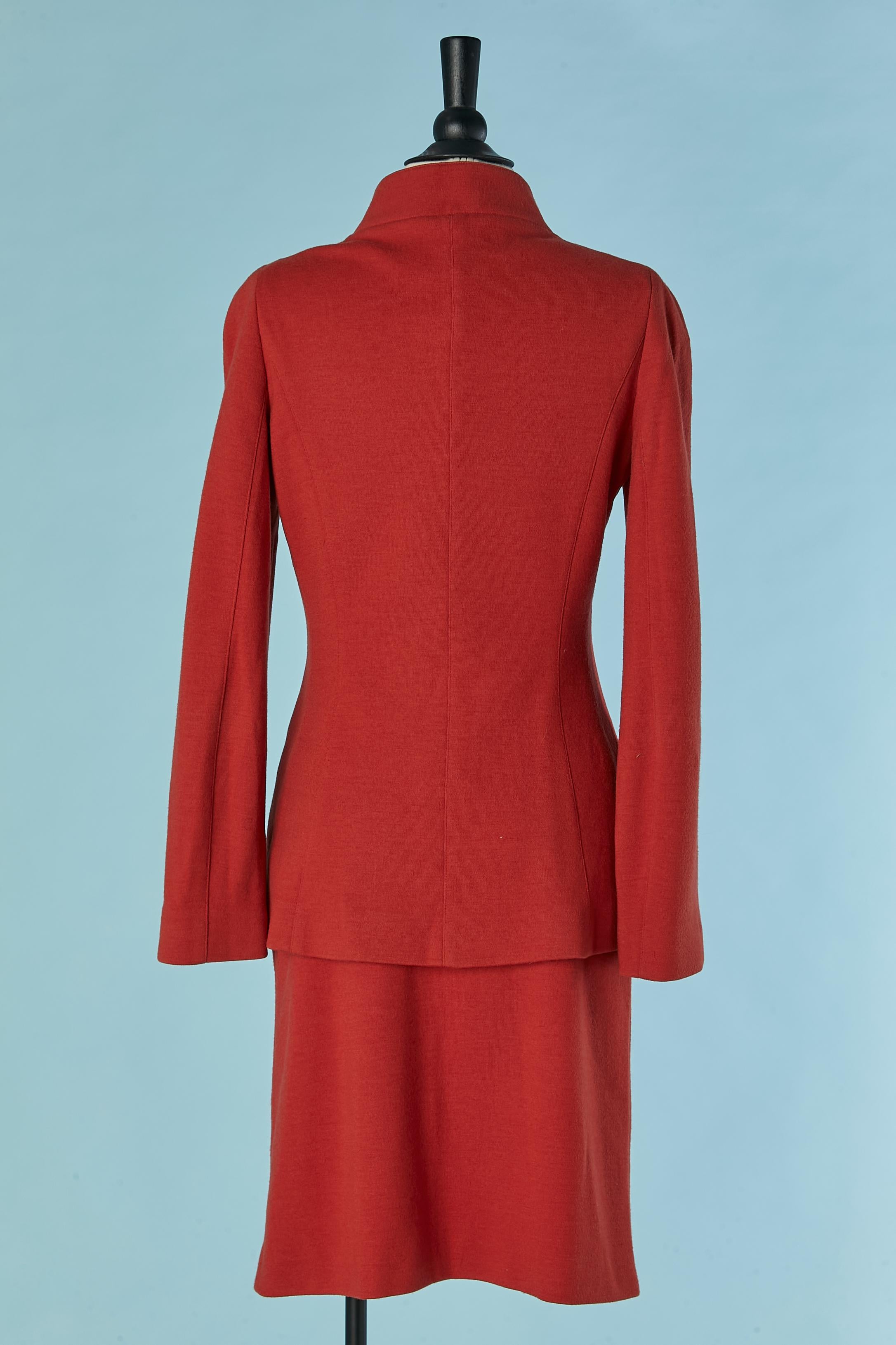 Gonna-suit in jersey di lana rossa Thierry Mugler Circa anni '90 in vendita 1