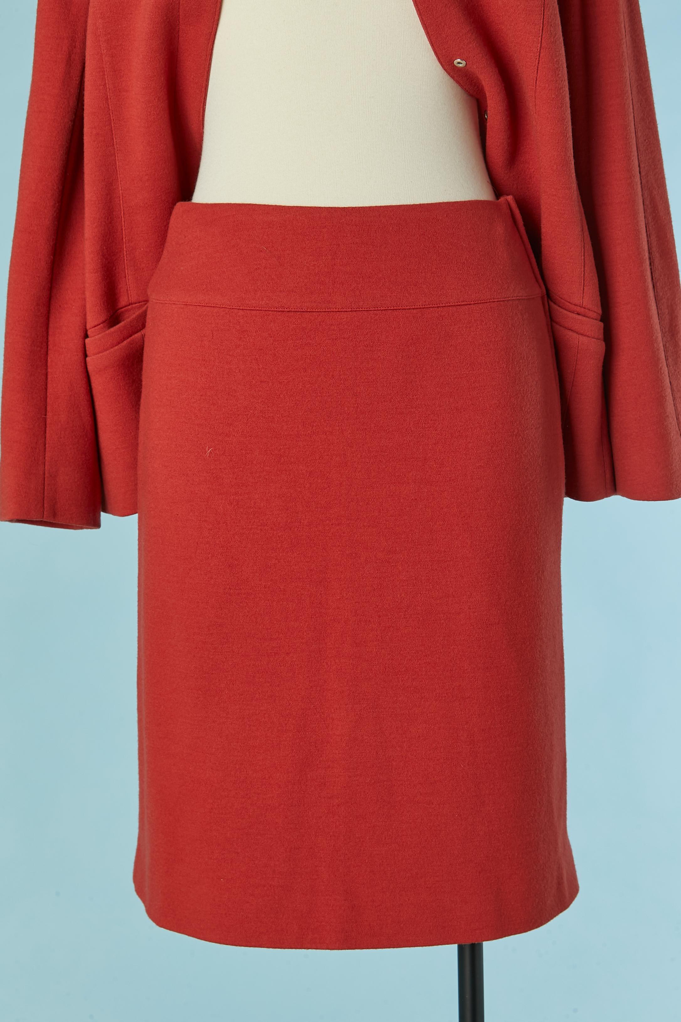 Gonna-suit in jersey di lana rossa Thierry Mugler Circa anni '90 in vendita 2