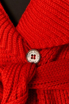 Cárdigan de punto de lana roja con cinturón de Sonia Rykiel