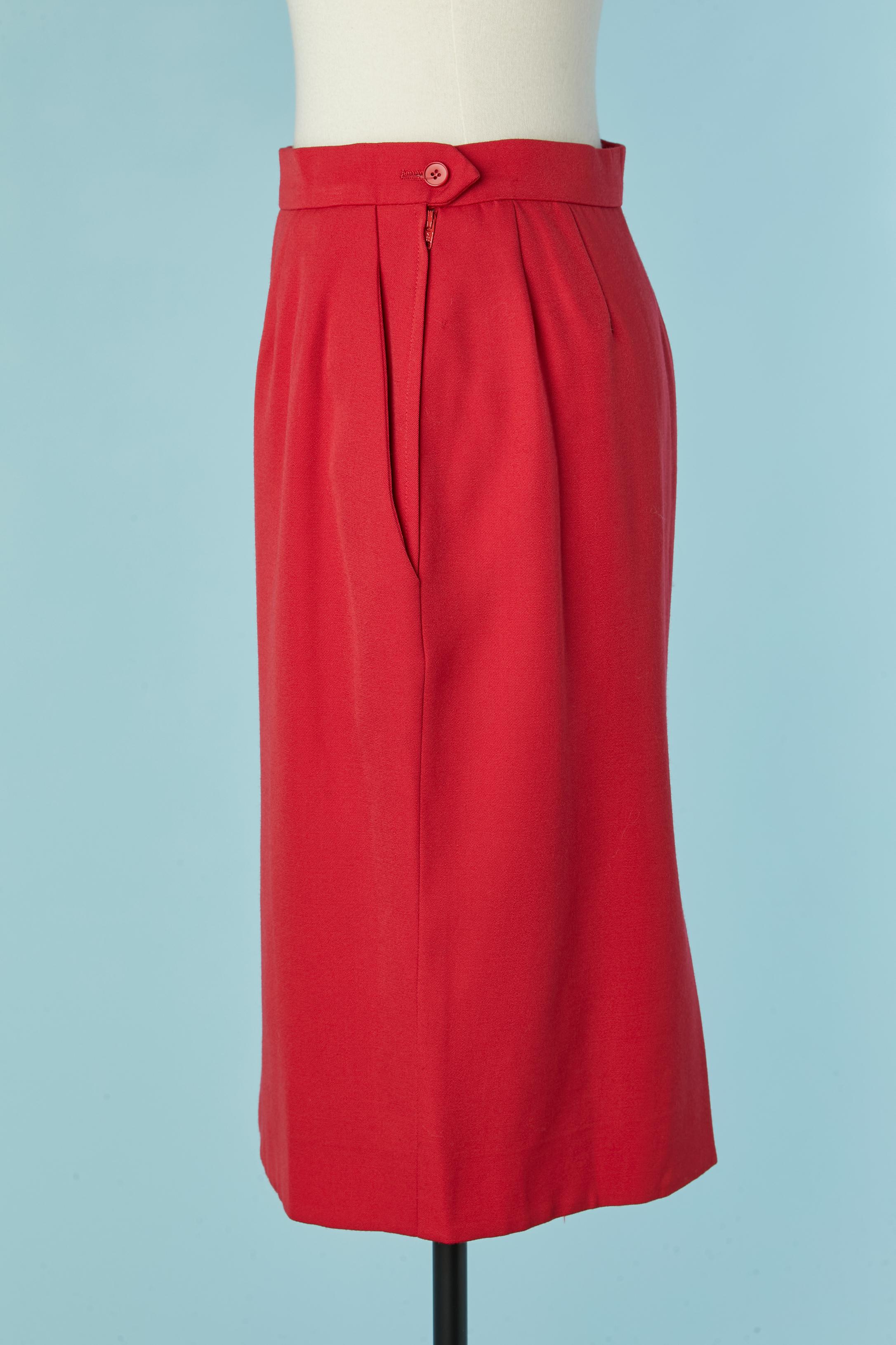 Bleistiftrock aus roter Wolle YVES SAINT LAURENT RIVE GAUCHE FW 1991 (Rot) im Angebot