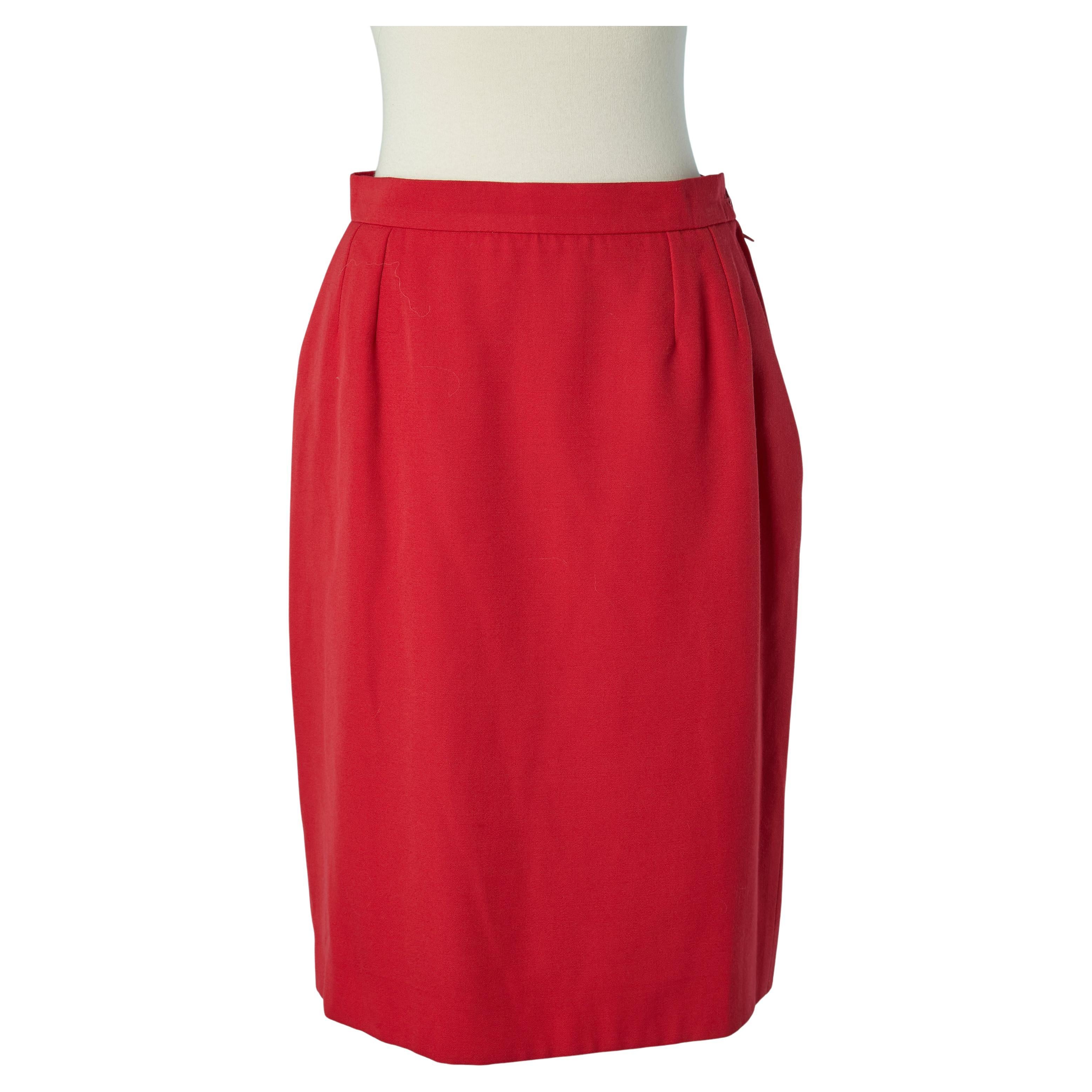 Bleistiftrock aus roter Wolle YVES SAINT LAURENT RIVE GAUCHE FW 1991