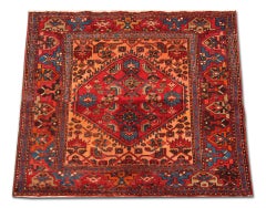 Red Wool Rug Handmade Carpet Rustic Gold Oriental Area Rug