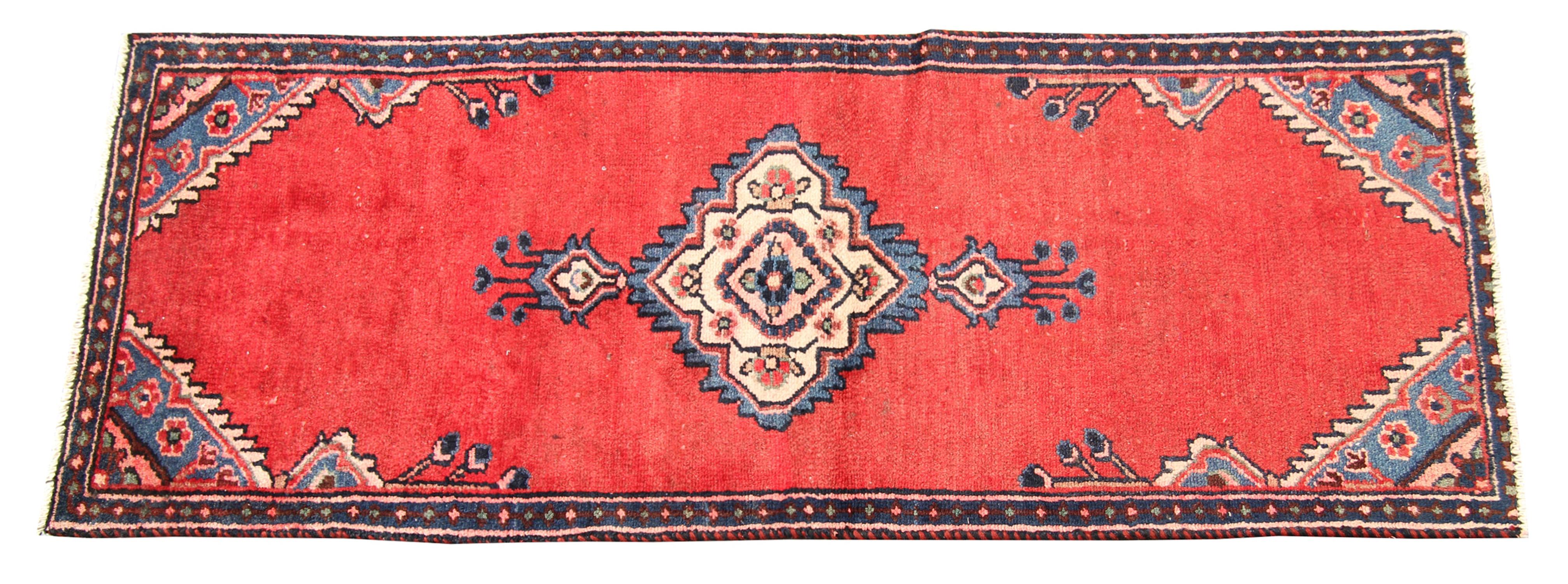 Tribal Red Wool Runner Rug Handmade Wool Oriental Area Carpet
