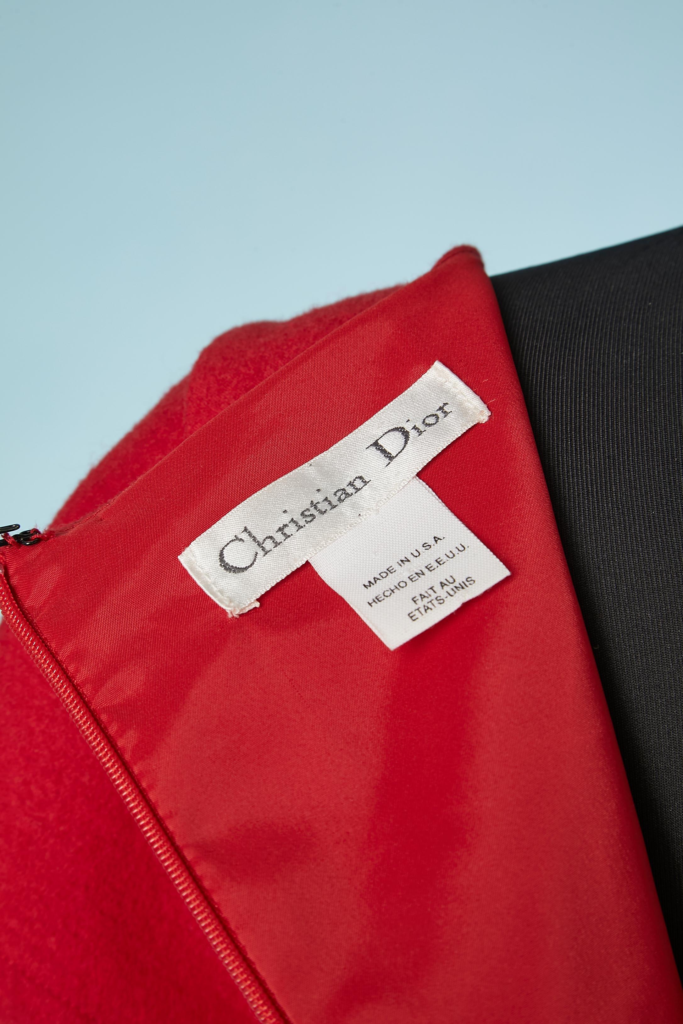 Robe à manches courtes en laine rouge - Christian Dior - Années 1980  Pour femmes en vente