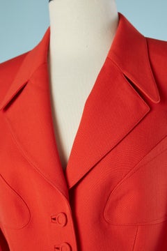 Red wool single breasted jacket with cut-work Thierry Mugler
