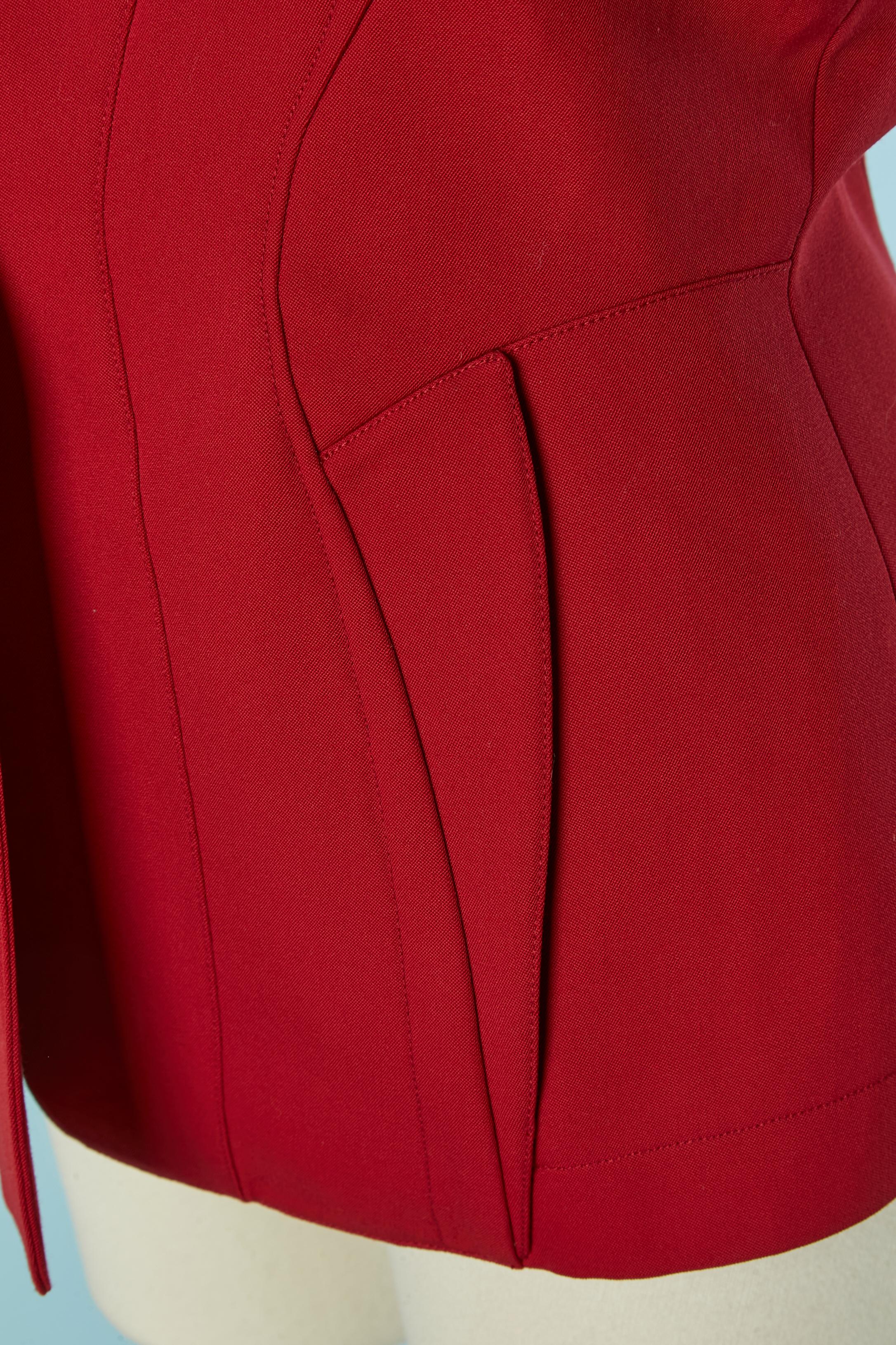 Giacca monopetto in lana rossa con lavorazione a taglio Thierry Mugler In condizioni ottime in vendita a Saint-Ouen-Sur-Seine, FR