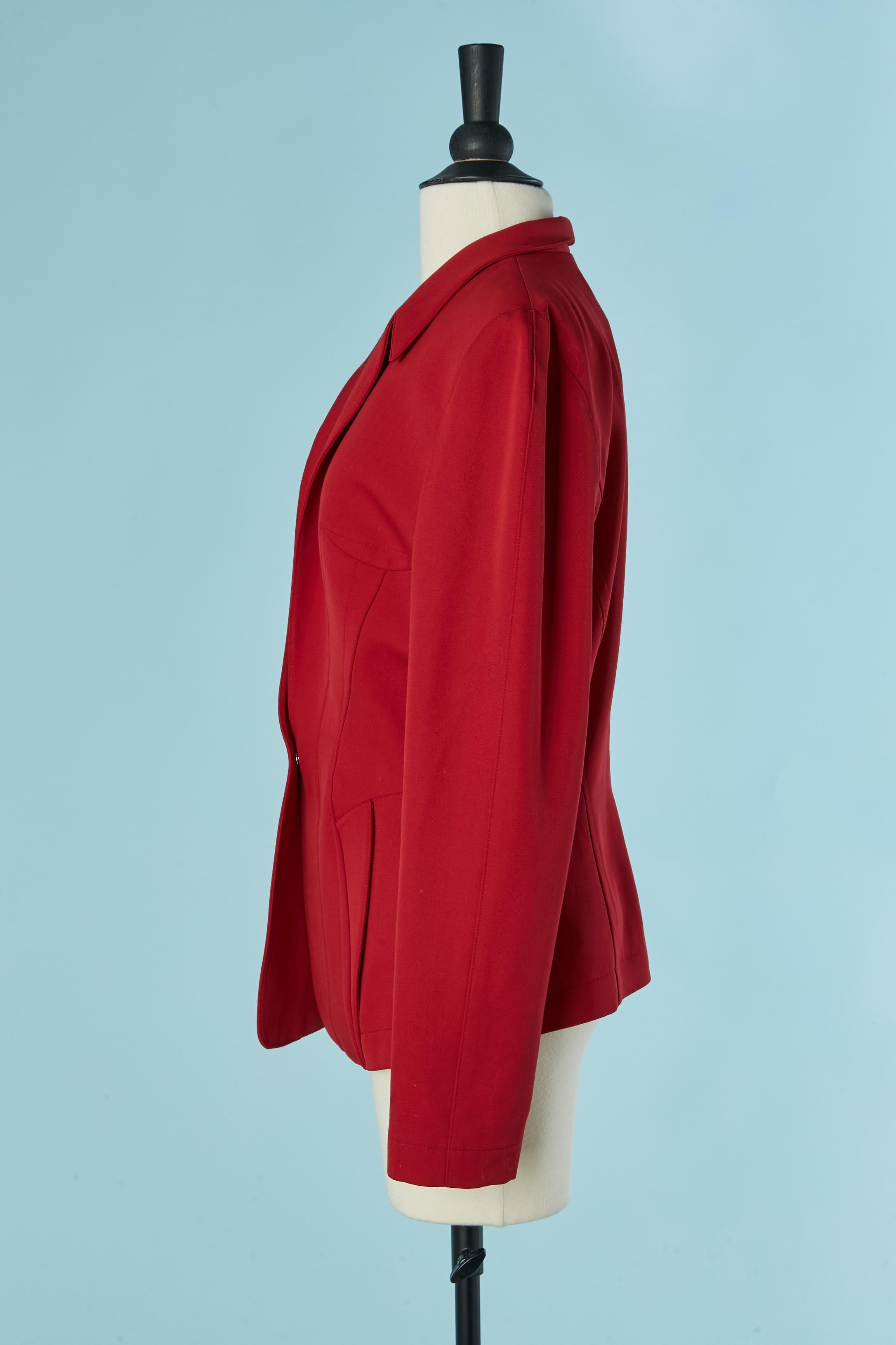 Donna Giacca monopetto in lana rossa con lavorazione a taglio Thierry Mugler in vendita