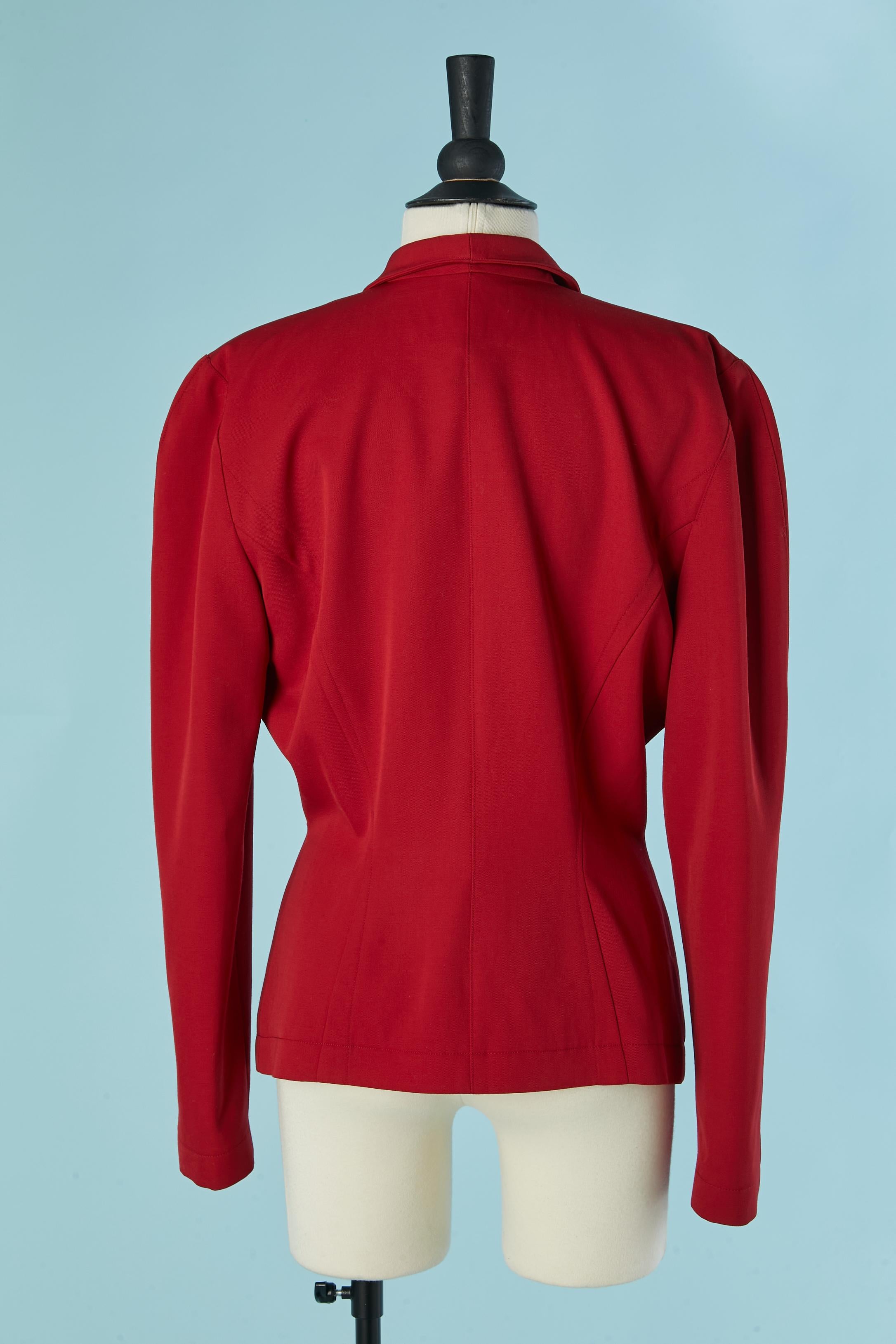 Giacca monopetto in lana rossa con lavorazione a taglio Thierry Mugler in vendita 1