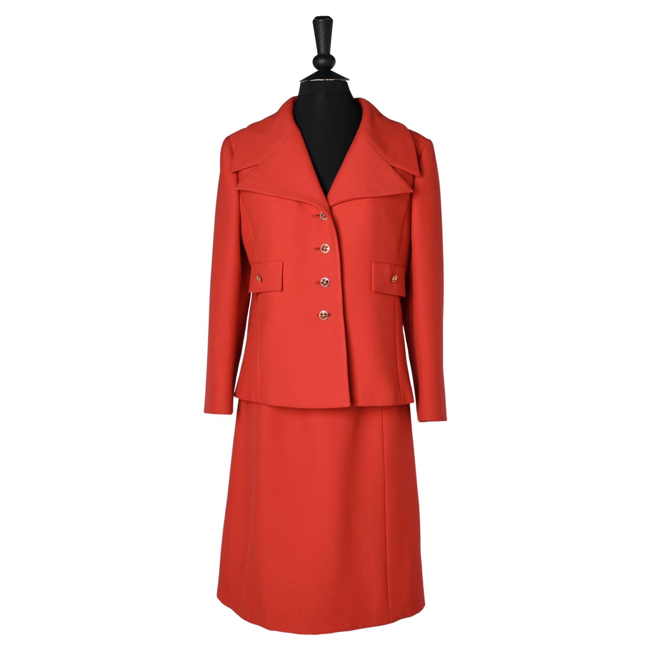 Red wool skirt-suit Christian Dior NY Inc for Bullock's Wilshire