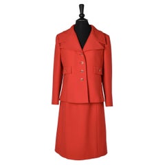 Vintage Red wool skirt-suit Christian Dior NY Inc for Bullock's Wilshire
