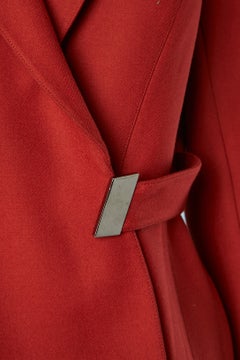 Red wool skirt suit with double-breasted jacket THIERRY MUGLER