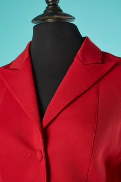 Red wool skirt-suit with leopard printed silk lining Thierry Mugler Couture