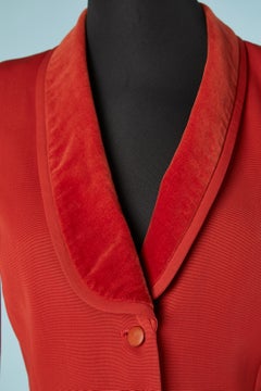 Red wool skirt-suit with velvet collar Lanvin Circa 1960's