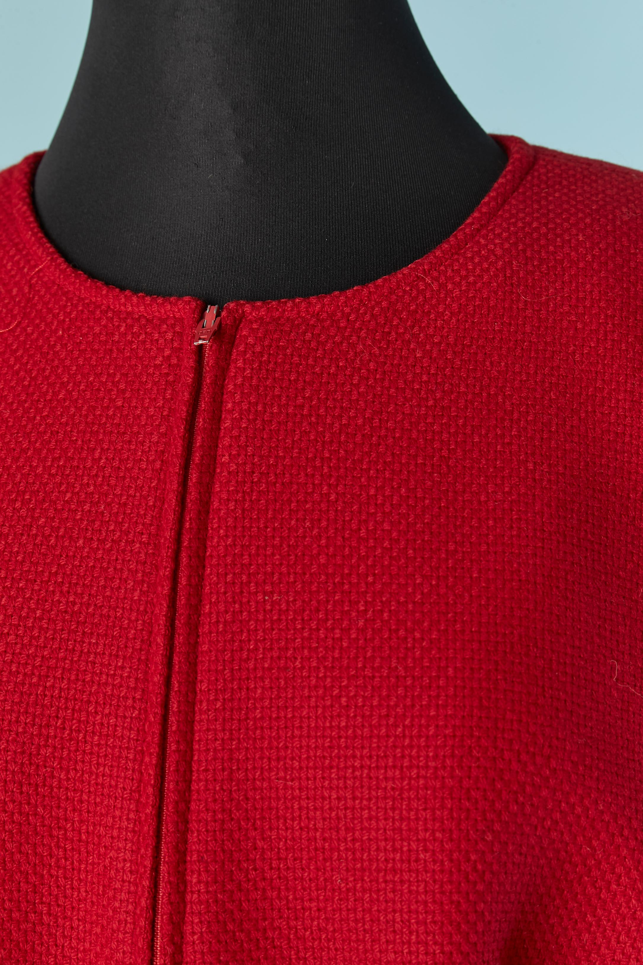 Red wool skirt suit with velvet details VALENTINO MISS V In Excellent Condition For Sale In Saint-Ouen-Sur-Seine, FR