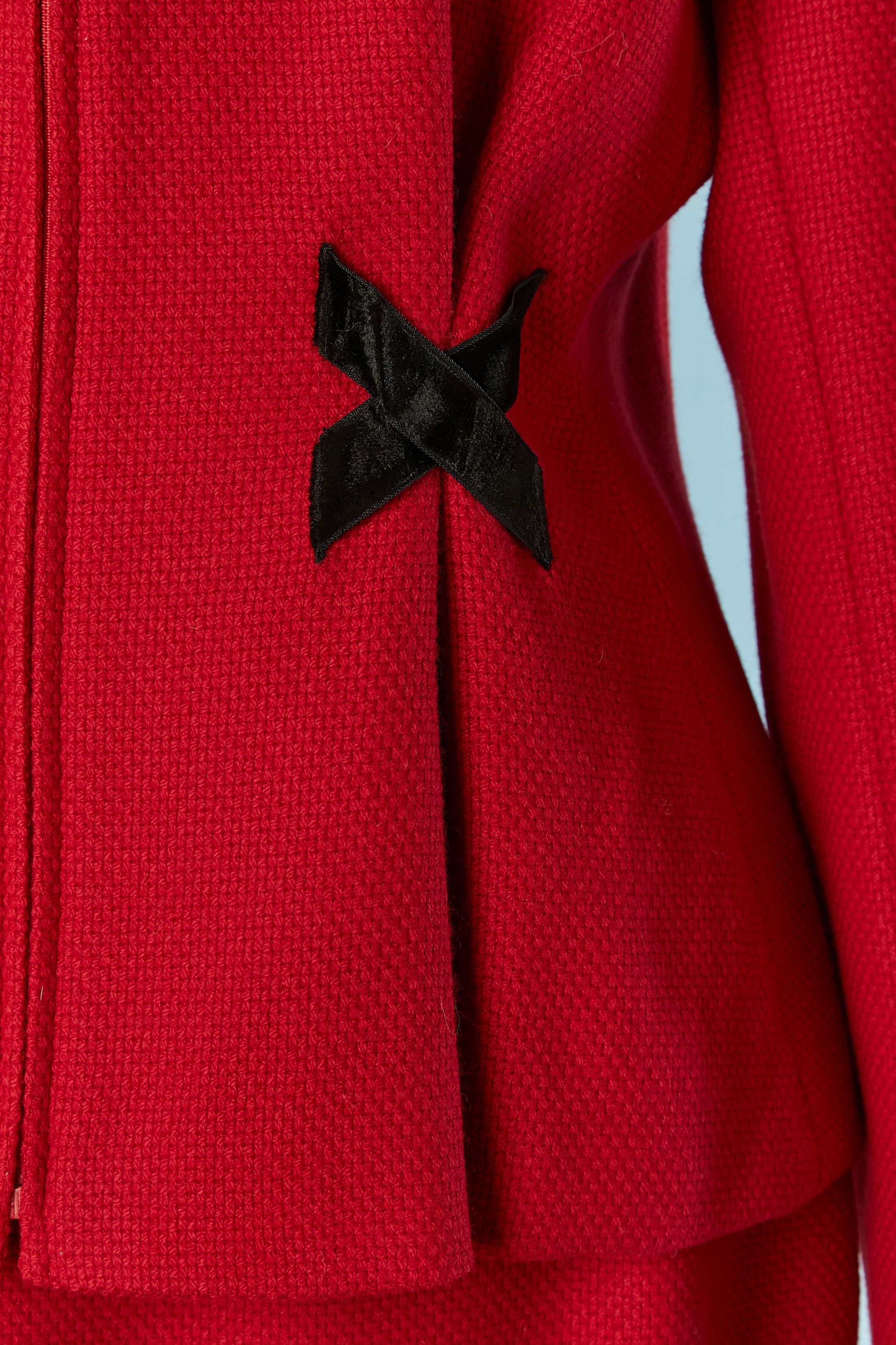 Women's Red wool skirt suit with velvet details VALENTINO MISS V For Sale