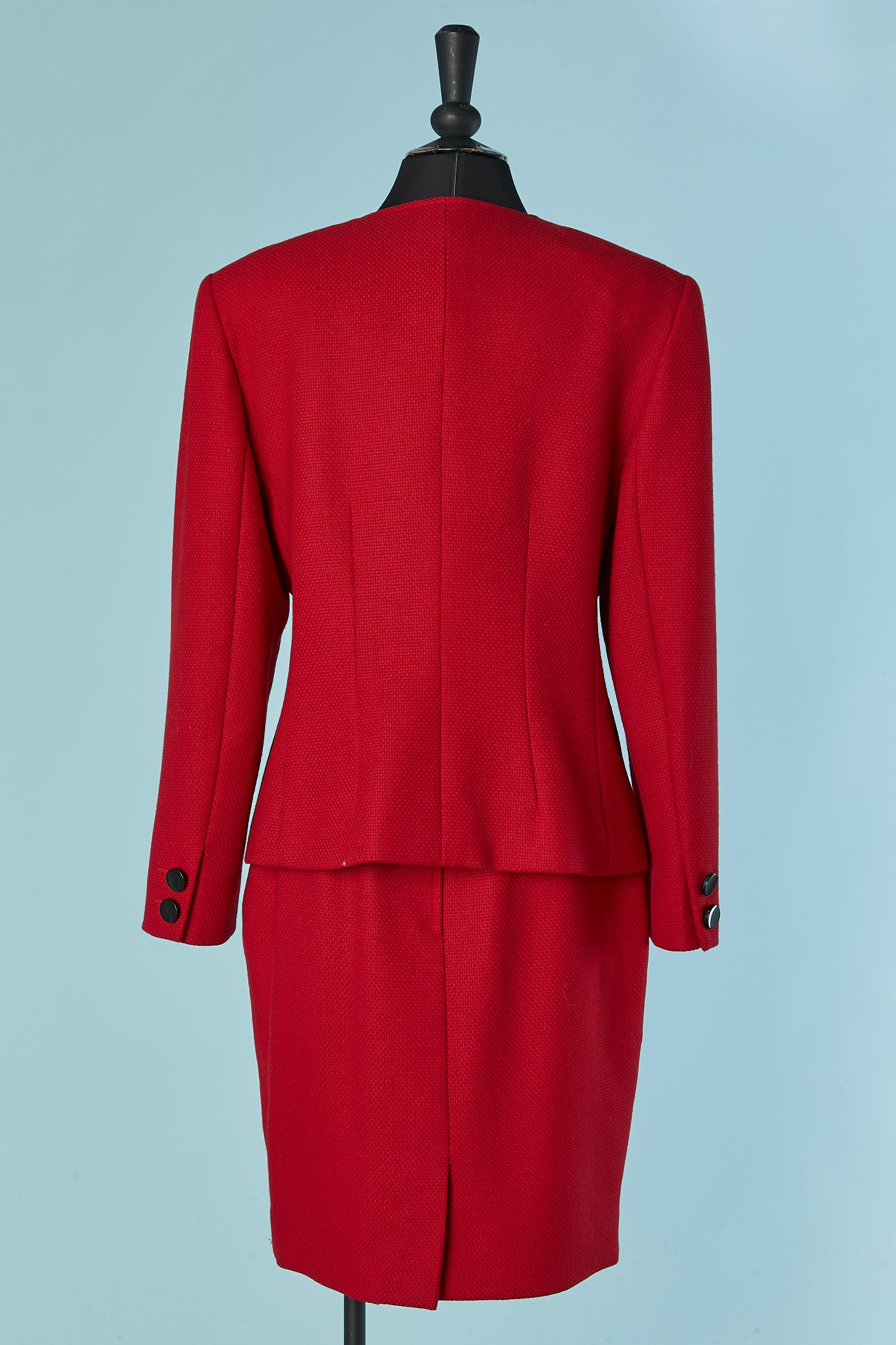Red wool skirt suit with velvet details VALENTINO MISS V For Sale 2