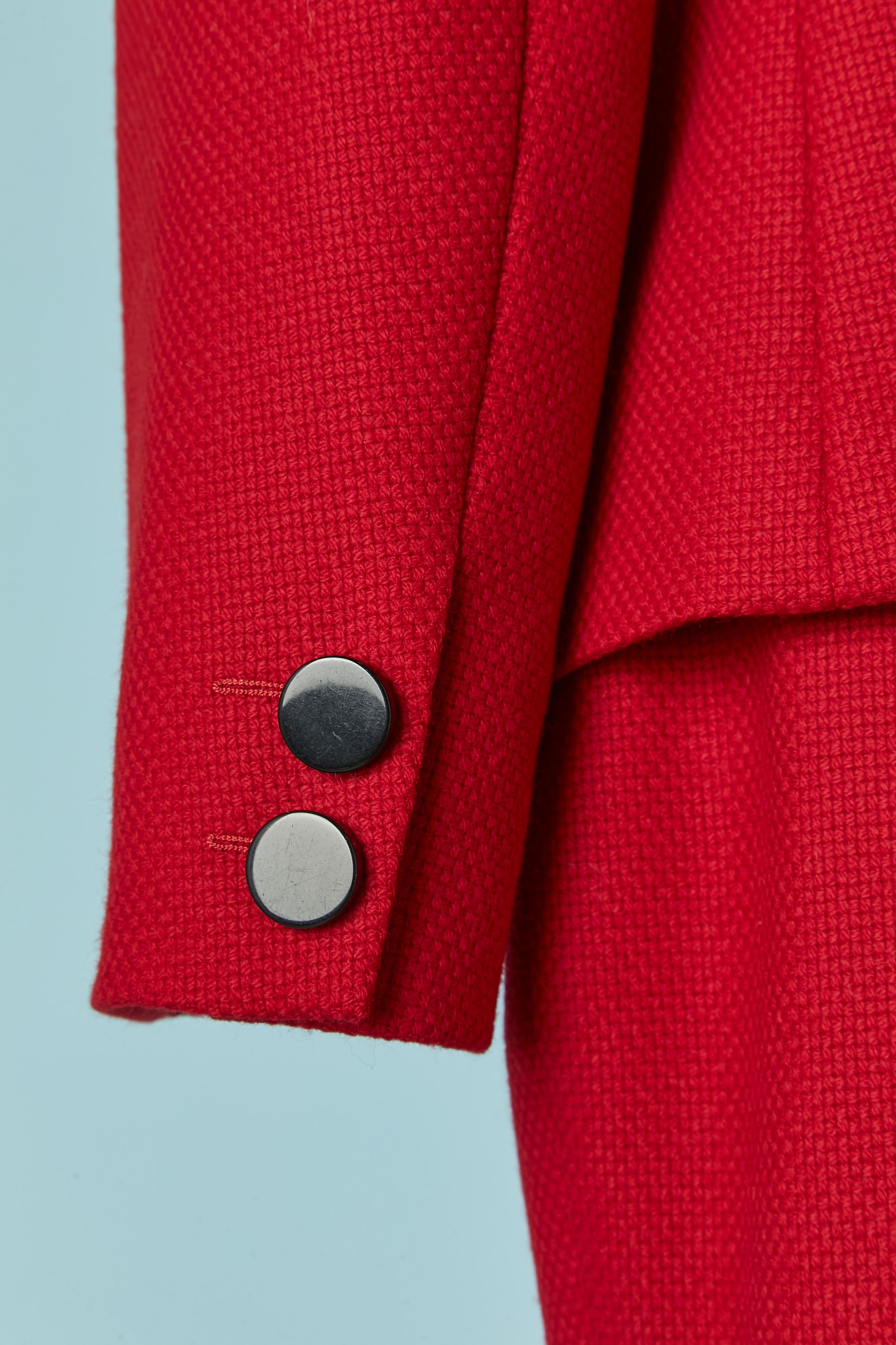 Red wool skirt suit with velvet details VALENTINO MISS V For Sale 3