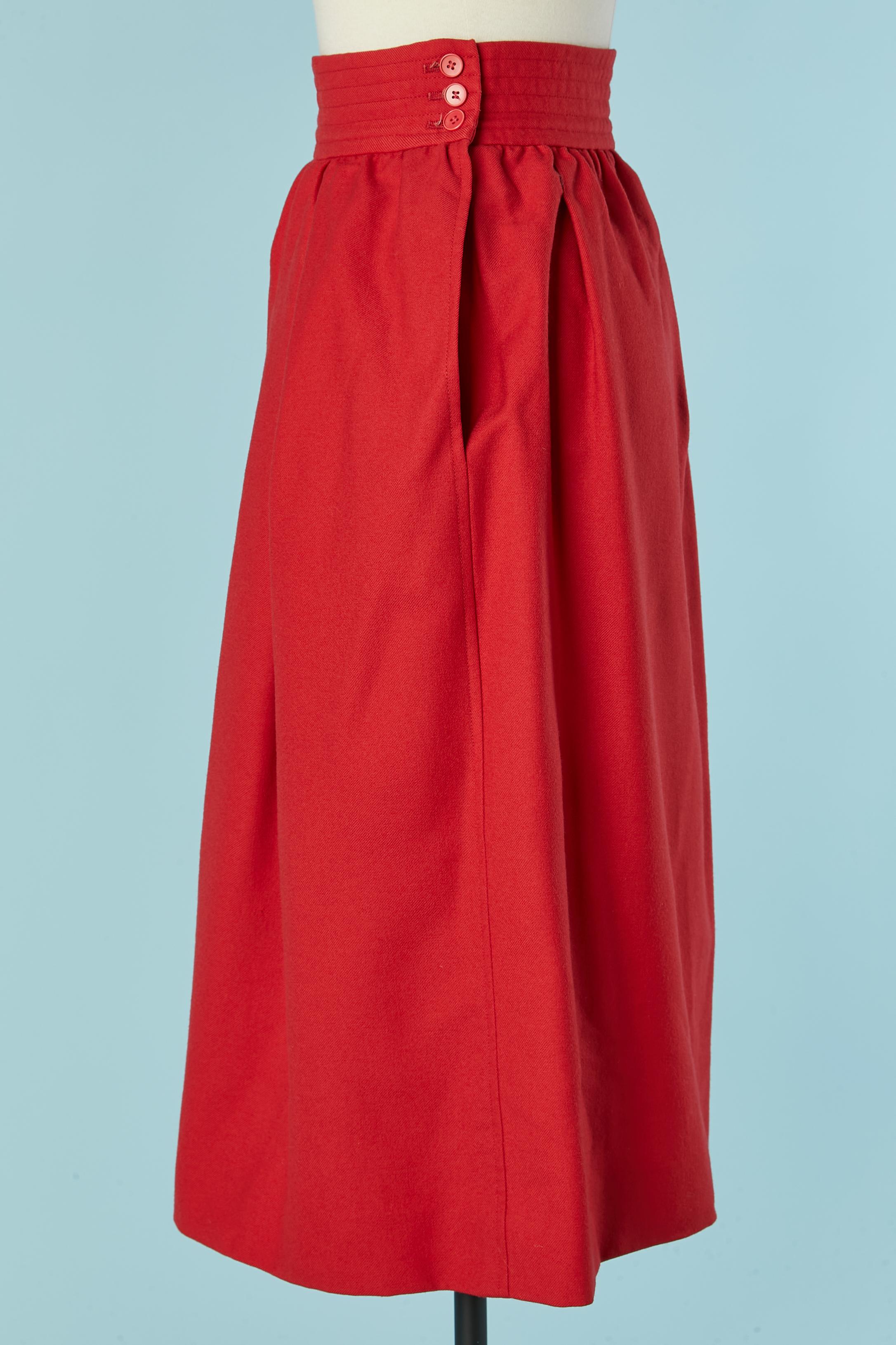 Rosso Gonna in lana rossa con tasca su entrambi i lati  Saint Laurent Rive Gauche in vendita