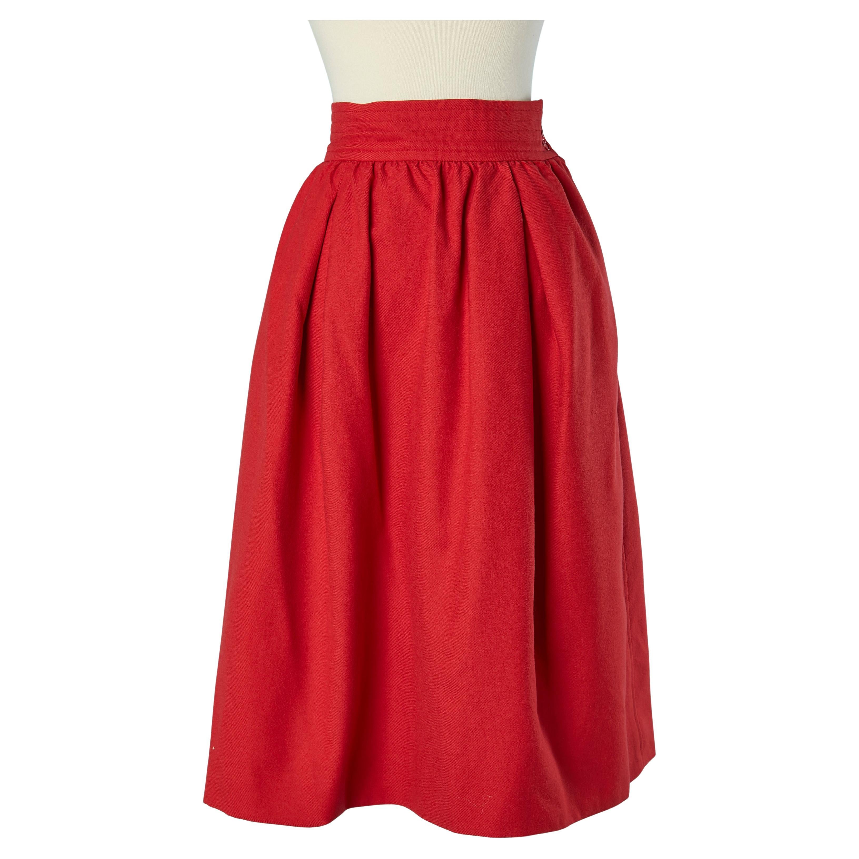 Red wool skirt with pocket on both side  Saint Laurent Rive Gauche