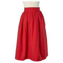 Jupe en laine rouge avec poche de chaque côté  Saint Laurent Rive Gauche