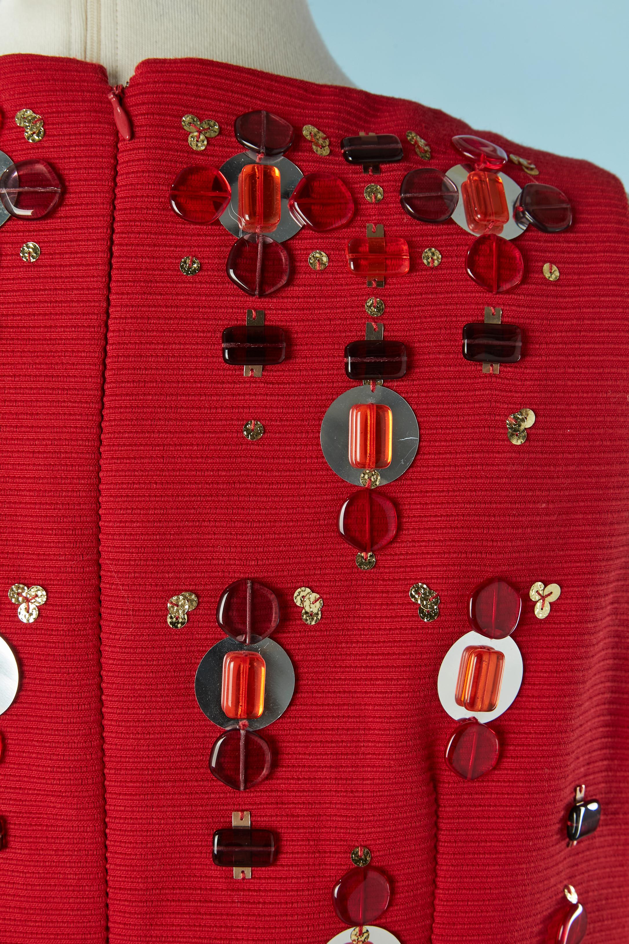 Rotes ärmelloses Cocktailkleid aus Wolle mit Verzierungen CHRISTIAN DIOR im Angebot 2