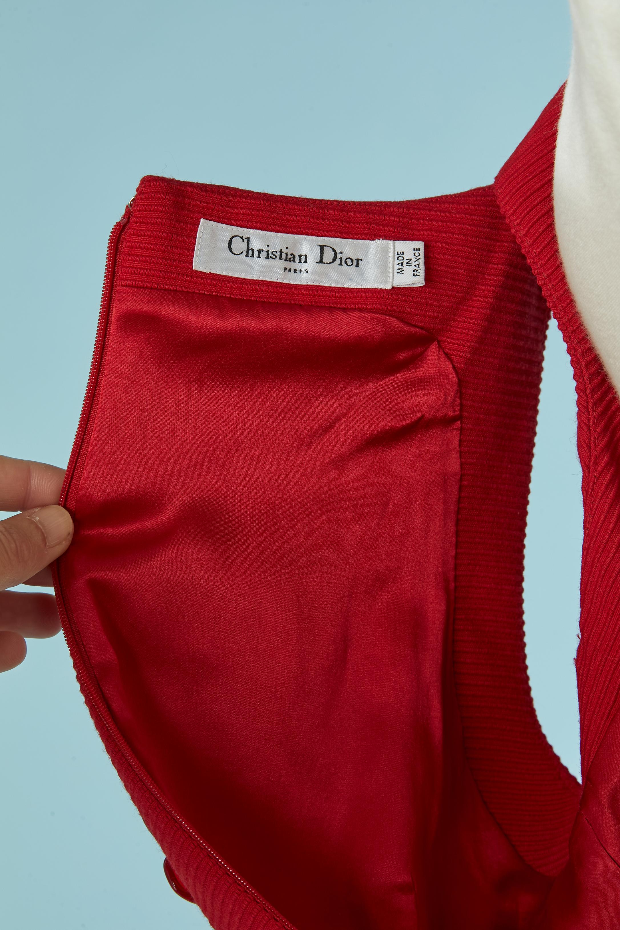 Rotes ärmelloses Cocktailkleid aus Wolle mit Verzierungen CHRISTIAN DIOR im Angebot 3