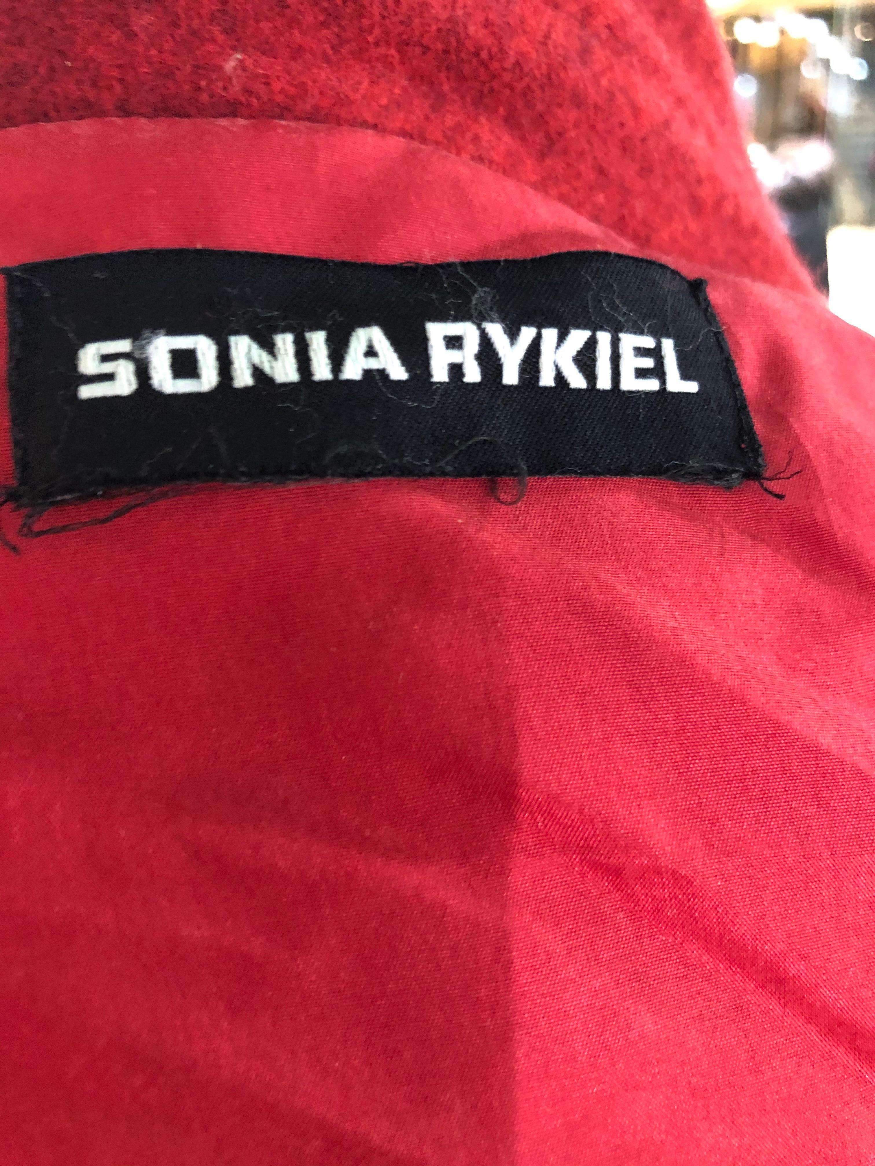 Red Wool Sonia Rykiel Trench Style Coat Size 44 4