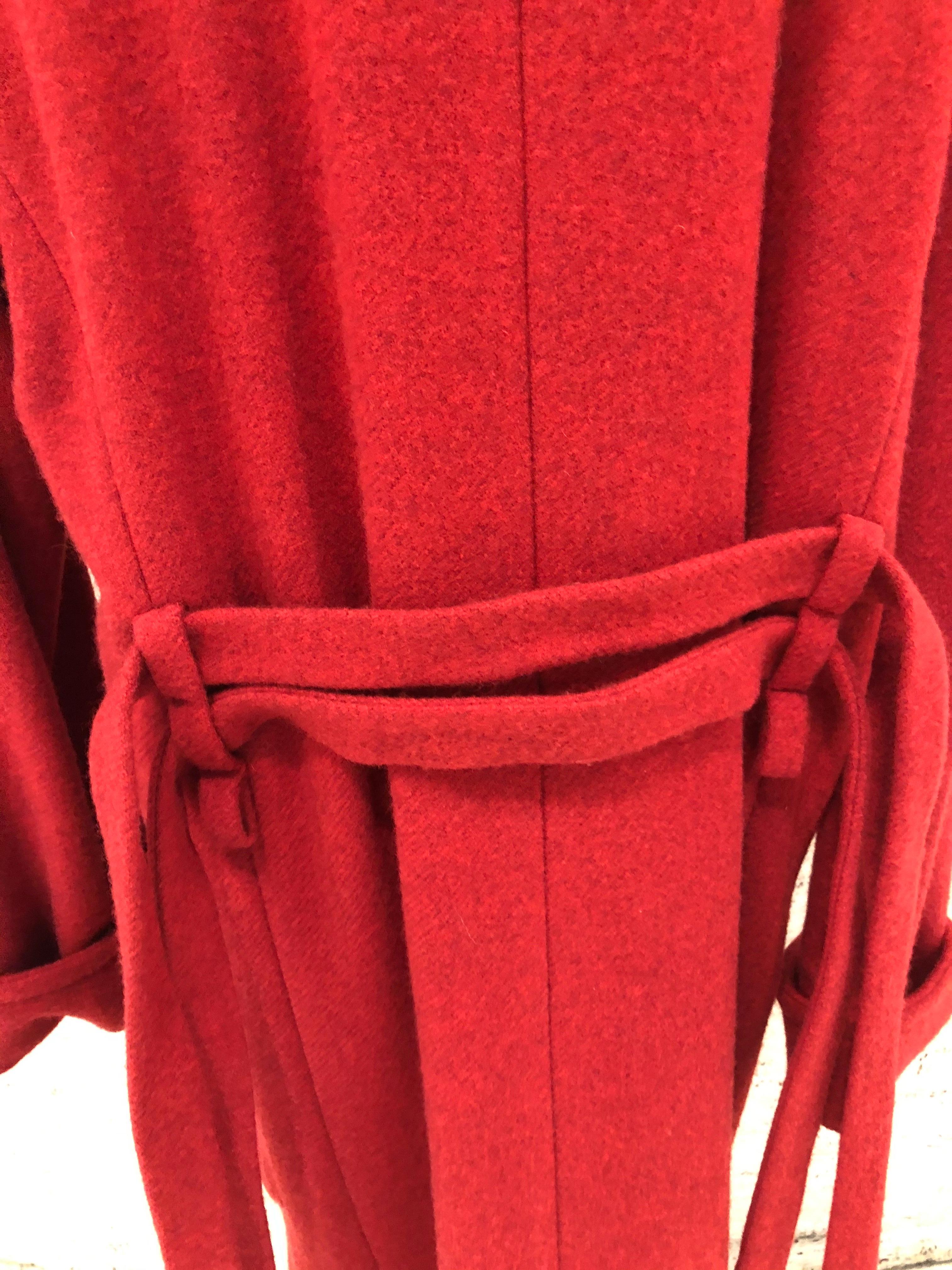 Red Wool Sonia Rykiel Trench Style Coat Size 44 2