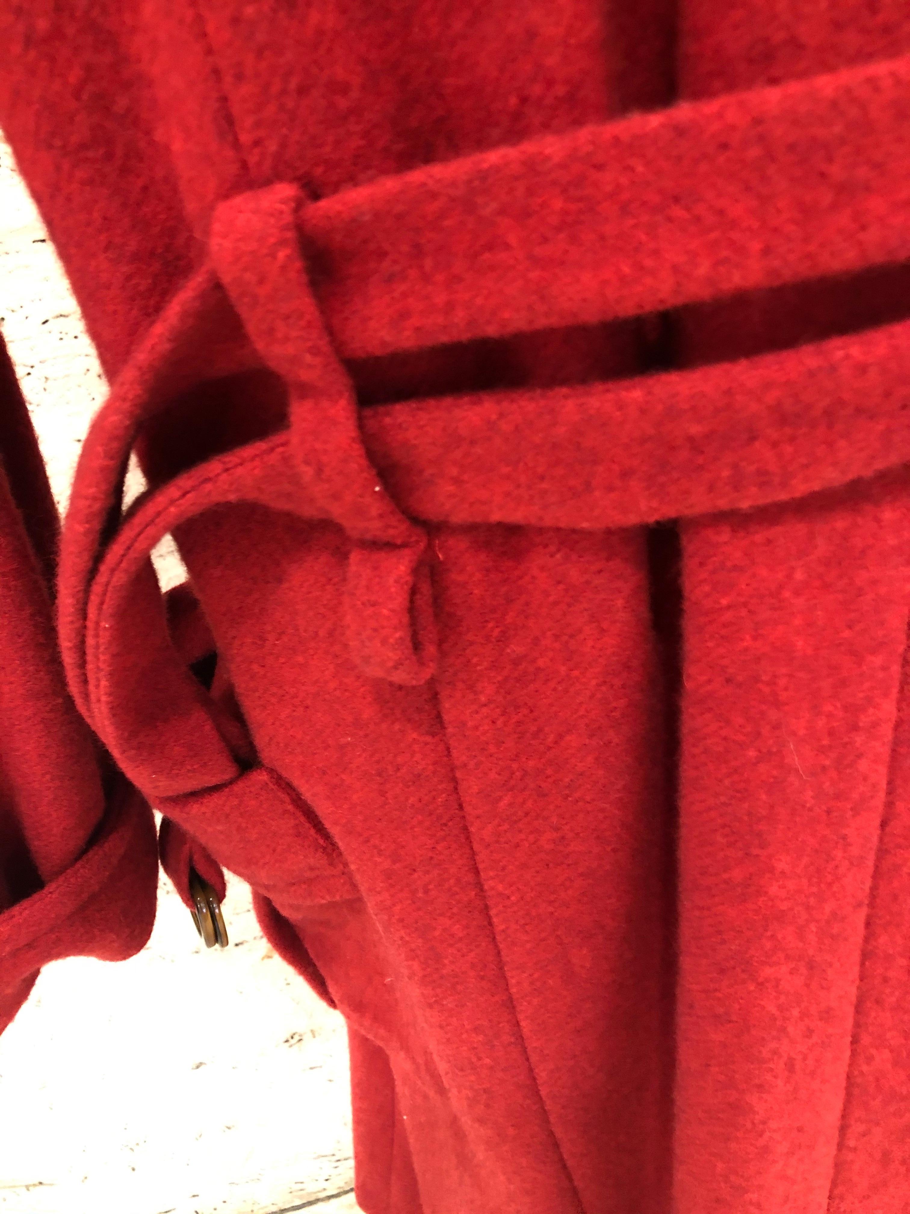 Red Wool Sonia Rykiel Trench Style Coat Size 44 3