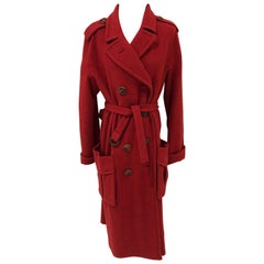 Manteau style trench en laine rouge Sonia Rykiel Taille 44