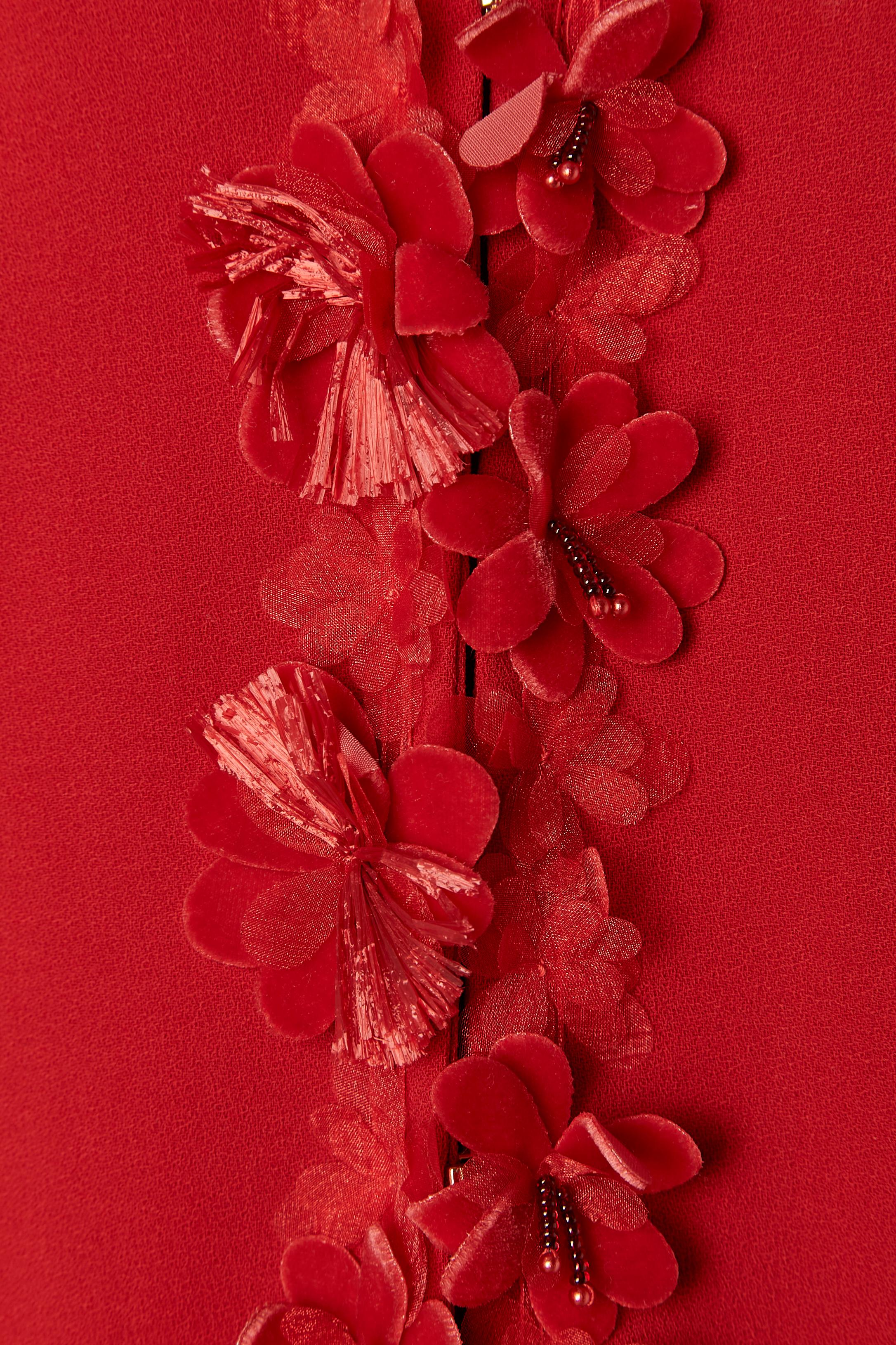 Top, gonna e giacca in lana rossa con fiori Escada per Neiman Marcus In condizioni buone in vendita a Saint-Ouen-Sur-Seine, FR