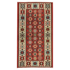 Red Wool Vintage Rug Turkish Kilim Handwoven Carpet Sarkoy Kilim Rug Geometric
