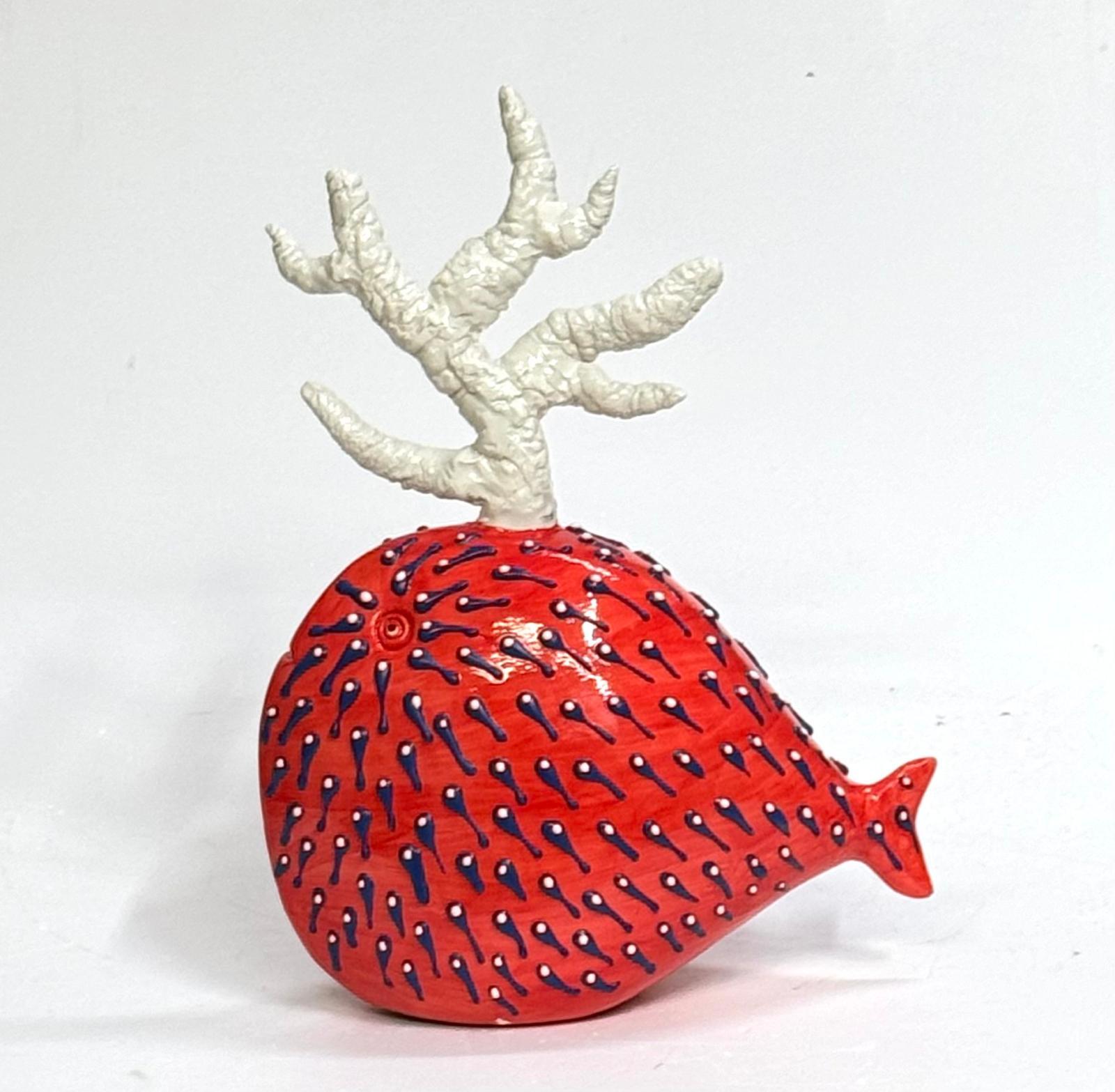 Ensemble Red wow de poissons uniques fabriqués à la main en Italie, en céramique et en émaux. Neuf - En vente à San Miniato PI, IT