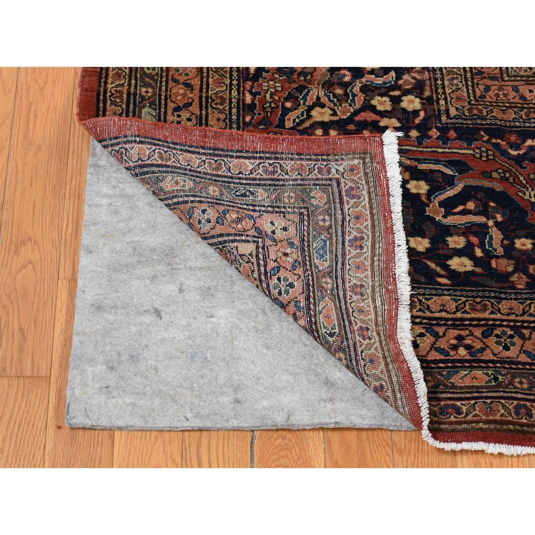 Hand-Knotted Red XL Antique Persian Fereghan Sarouk Even Wear Hand Knotted Pure Wool Rug For Sale