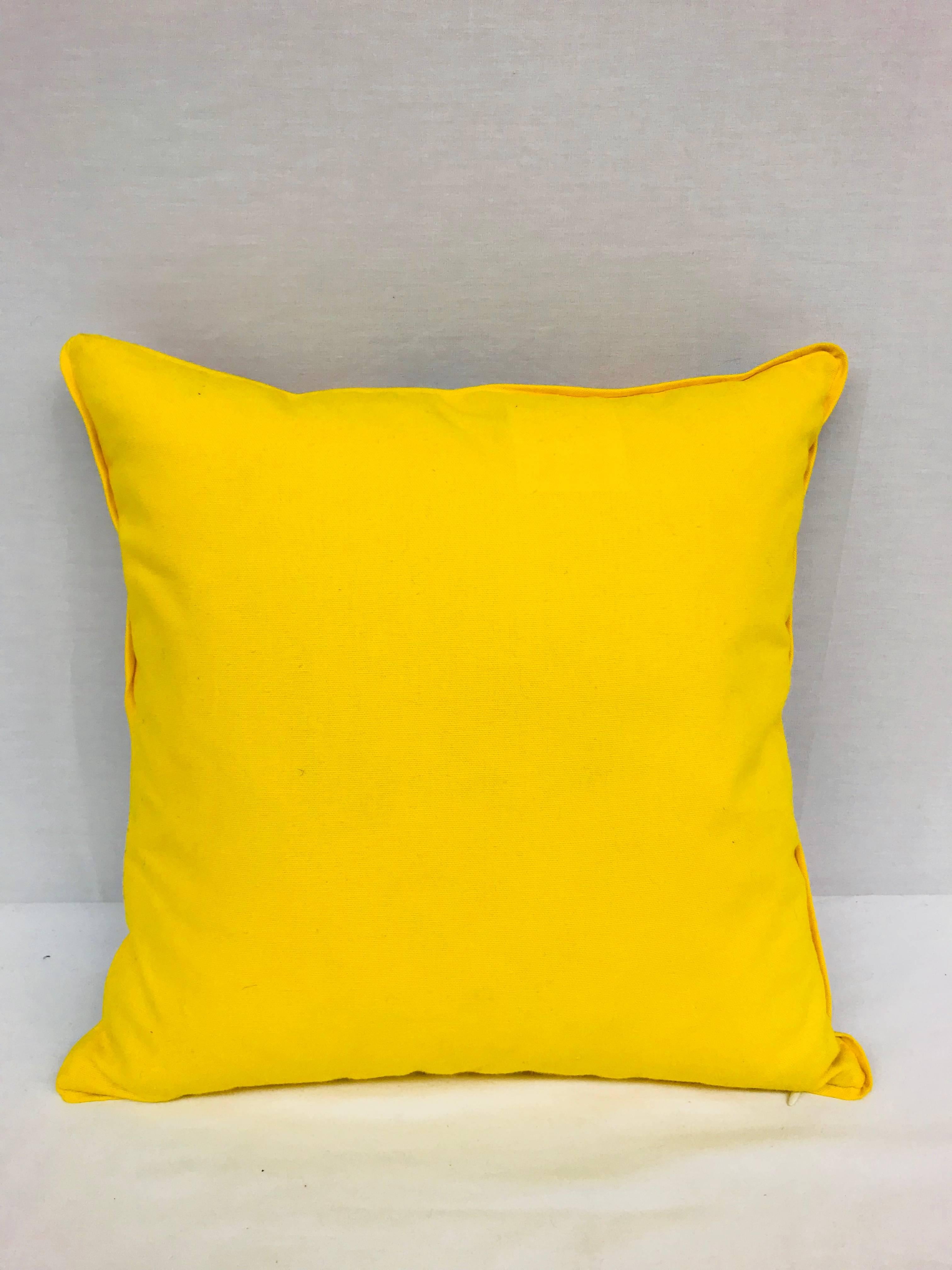 American Red/Yellow and Yellow Backed African Wax Print Pillow For Sale