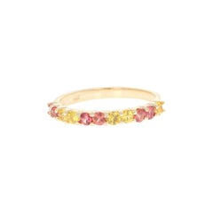 Red Yellow Sapphire 14 Karat Yellow Gold Stackable Band