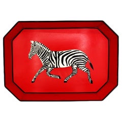 Bandeja de Hierro Decorativa Pintada a Mano - Cebra Roja