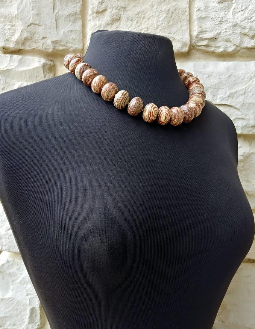 Red Zebra Jasper Necklace In Excellent Condition For Sale In Chesterland, OH