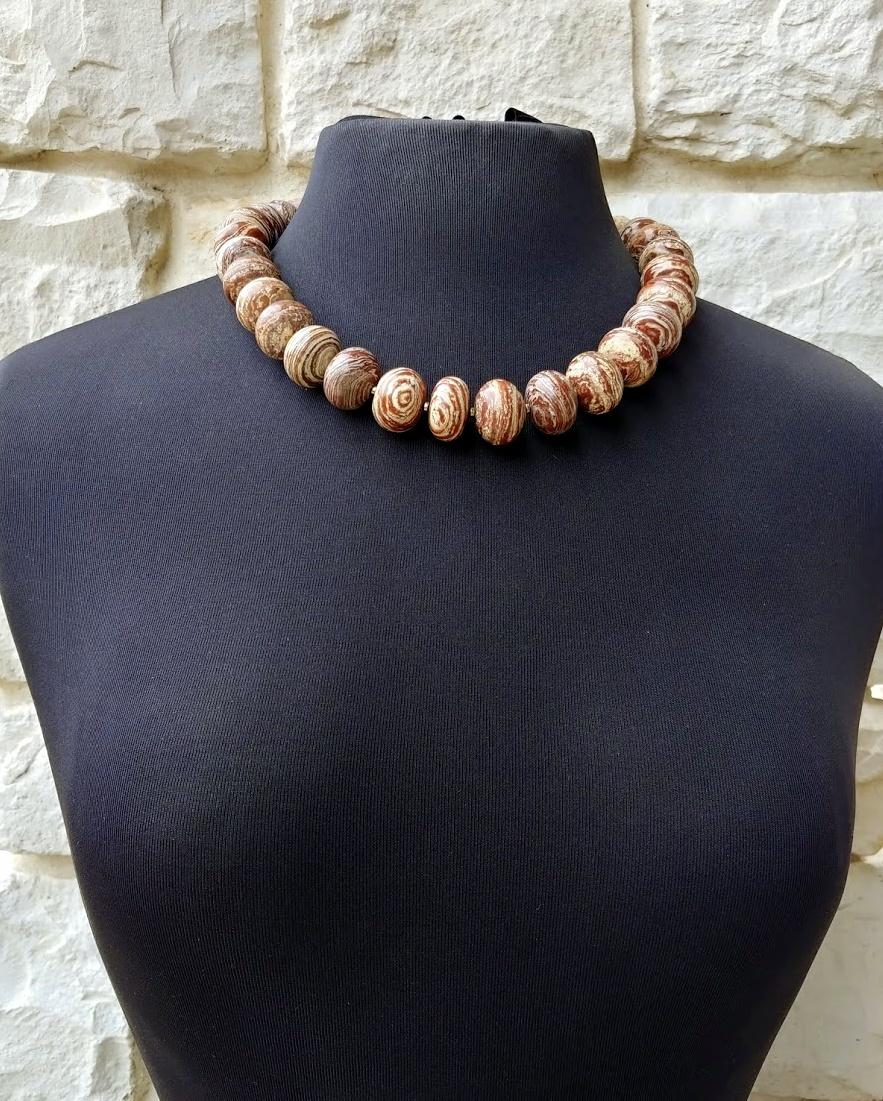 Women's Red Zebra Jasper Necklace For Sale