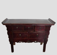 Reddish Brown Five Drawers Console Table