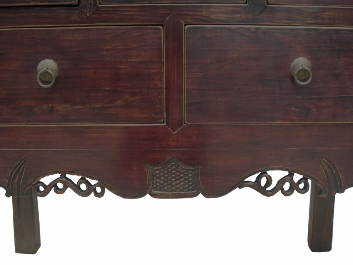 Chinese Reddish Brown Five Drawers Console Table For Sale