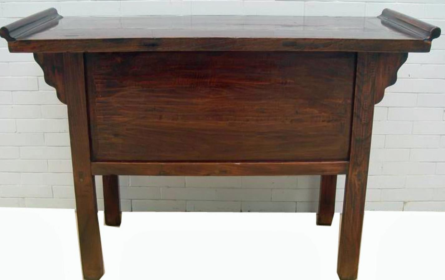 Late 19th Century Reddish Brown Five Drawers Console Table For Sale