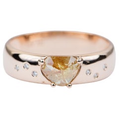 Reddish Brown Salt and Pepper Diamond Slice 14K Rose Gold Engagement Ring Ad2211