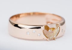 Reddish Brown Salt and Pepper Diamond Slice 14K Rose Gold Engagement Ring