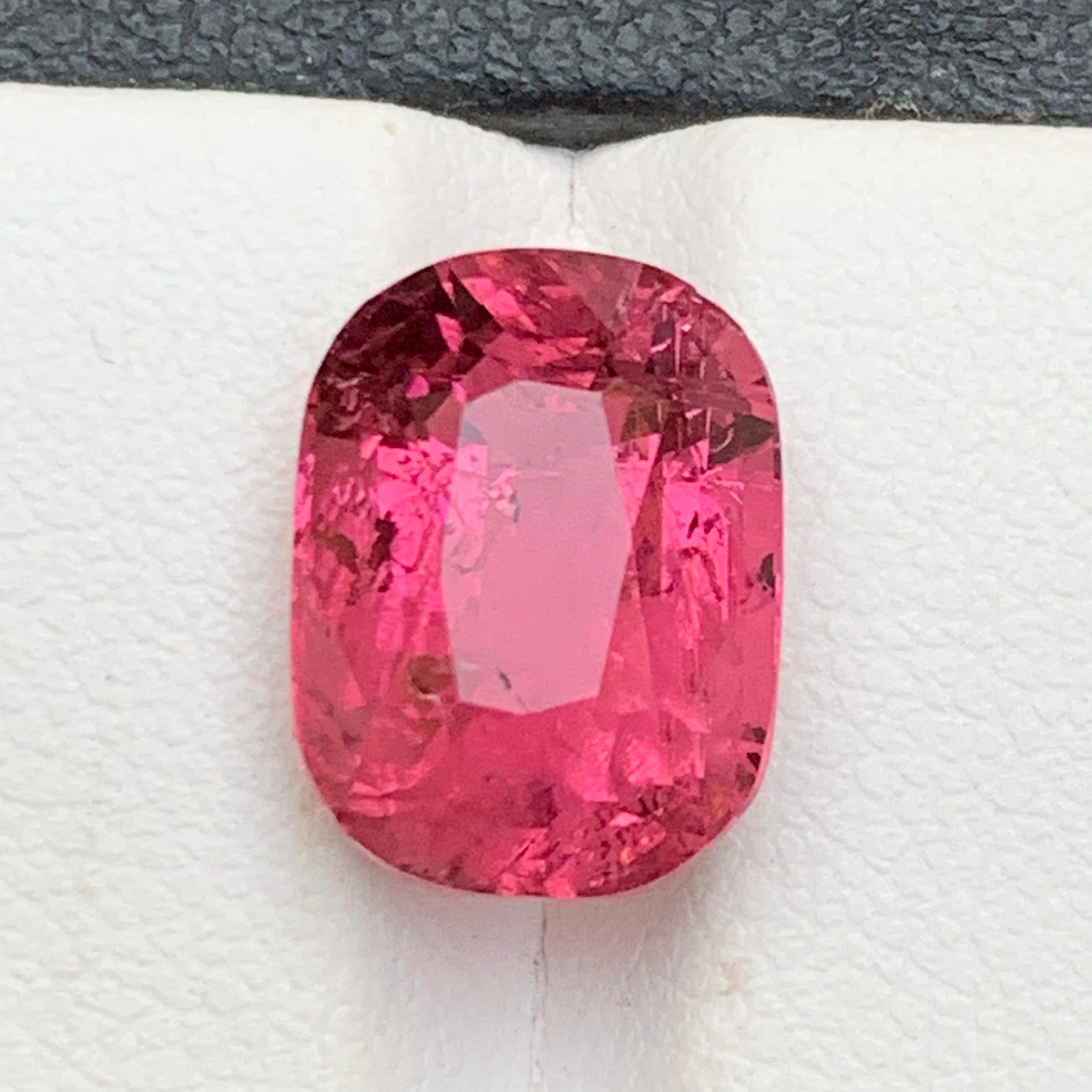 Reddish Hue Vivid Pink Natural Tourmaline Ring, Pendant Gemstone 7.90 Ct Cushion For Sale 5