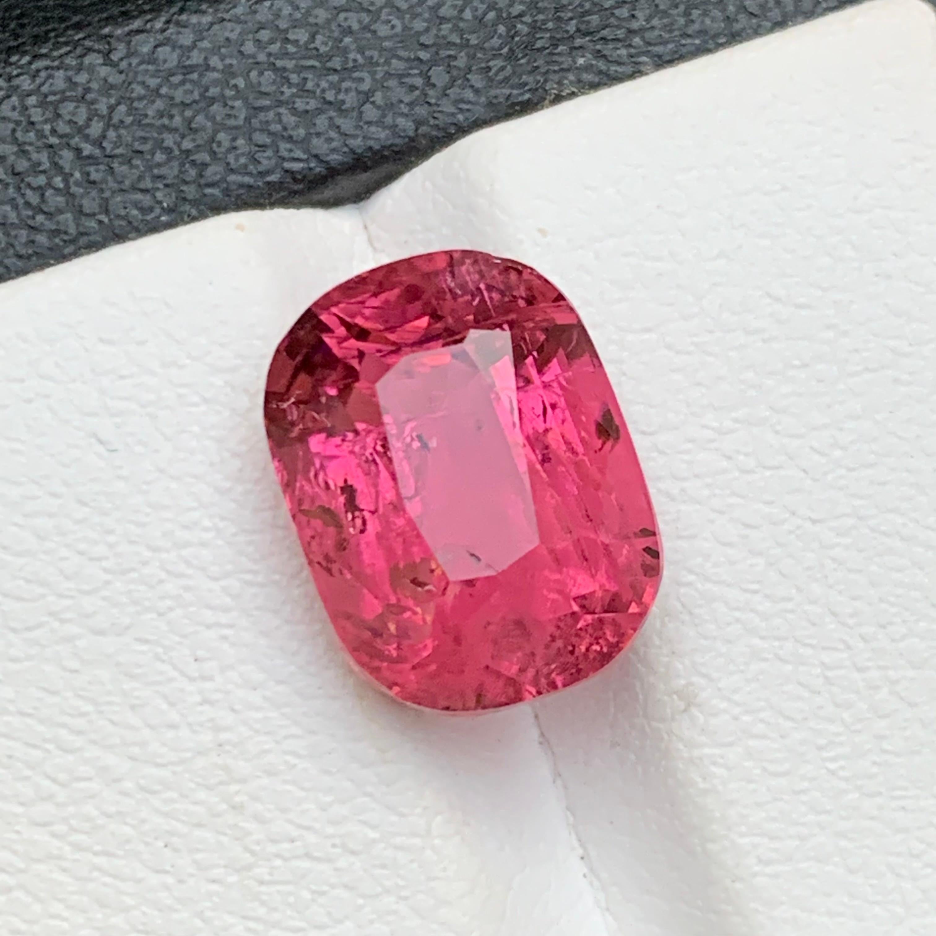 Cushion Cut Reddish Hue Vivid Pink Natural Tourmaline Ring, Pendant Gemstone 7.90 Ct Cushion For Sale